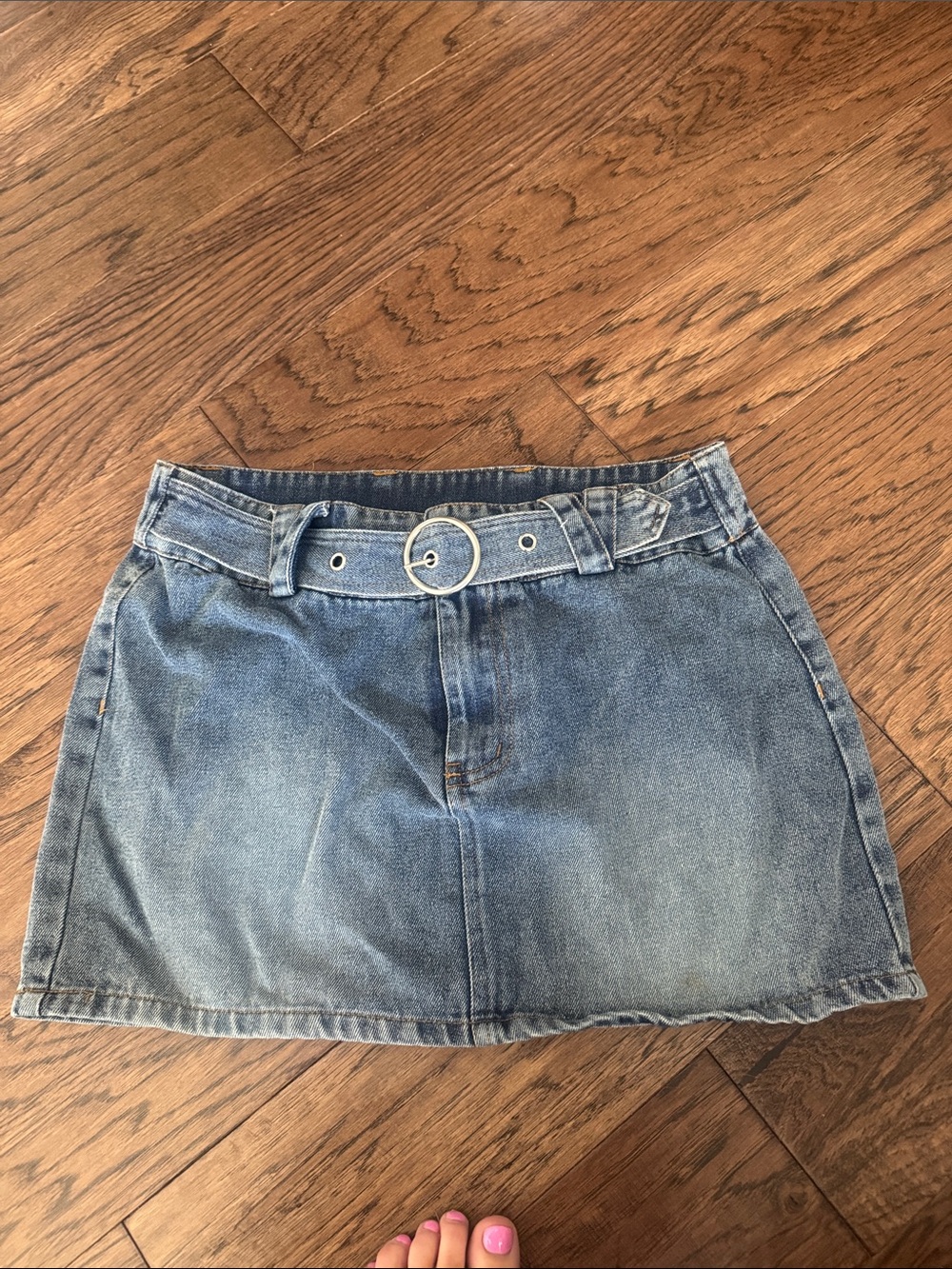 HYFVE Washed Blue Denim Mini Skirt with Belt